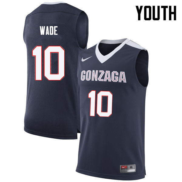 Youth Gonzaga Bulldogs #10 Jesse Wade College Basketball Jerseys Sale-Navy
